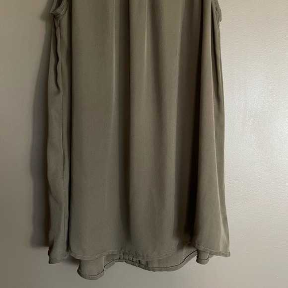 Joie Airlan Tank Top Sz XS Silk Tassel Sleeveless Blouse Olive Army Green Sheer - Picture 15 of 16
